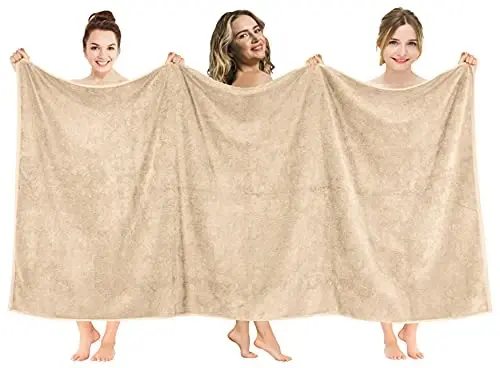 American Soft Linen 100% Cotton 600 GSM Turkish 40x80 Oversized Bath Towel Sheet, Extra Large Adult Towels for Bathroom, Beige Bath Sheet 