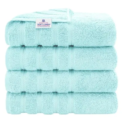 American Soft Linen 100% Cotton Luxury Turkish Towels, 4 PC Bath Towel Set | Soft Absorbent Quick Dry OEKO Tex Standard 100 Certificated Durable Machine Washable Premium Hotel Quality - 1