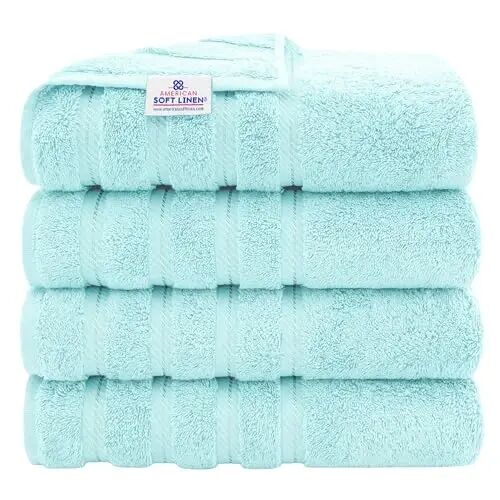 American Soft Linen 100% Cotton Luxury Turkish Towels, 4 PC Bath Towel Set | Soft Absorbent Quick Dry OEKO Tex Standard 100 Certificated Durable Machine Washable Premium Hotel Quality - American Soft Linen