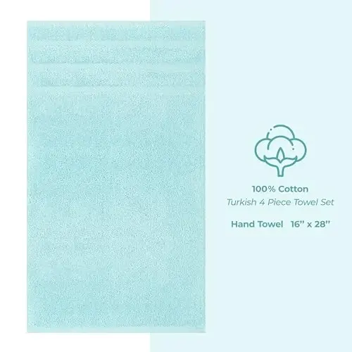 American Soft Linen 100% Cotton Luxury Turkish Towels, 4 PC Hand Towel Set | Soft Absorbent Quick Dry OEKO Tex Standard 100 Certificated Durable Machine Washable Premium Hotel Quality - 4