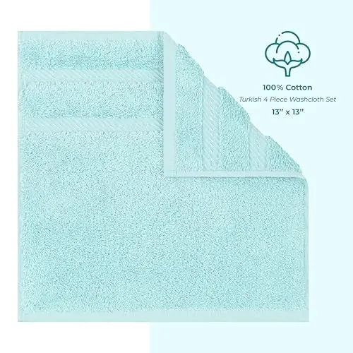 American Soft Linen 100% Cotton Luxury Turkish Towels, 4 PC Washcloth Set | Soft Absorbent Quick Dry OEKO Tex Standard 100 Certificated Durable Machine Washable Premium Hotel Quality - 4