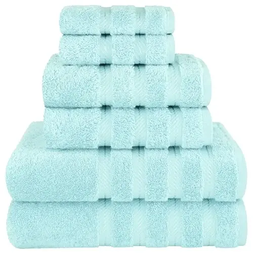 American Soft Linen 100% Cotton Luxury Turkish Towels, 6 Piece Towel Set | Soft Absorbent Quick Dry OEKO Tex Standard 100 Certificated Durable Machine Washable Premium Hotel Quality - 1