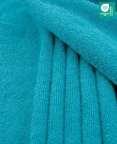 American Soft Linen 100% Paxta 600 GSM Turk 40x80 Katta hajmli vannaxona sochiqi, Vannaxona uchun o'ta katta kattalar sochiqlari, Firuza ko'k vannaxona sochiqi - 2