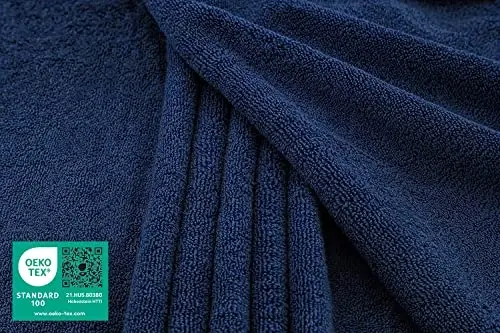 American Soft Linen 100% Paxta 600 GSM Turk 40x80 O'lchamli Katta Vanna Sochiqi, Hammom Uchun O'ta Katta Kattalar Sochiqi, To'q Ko'k Vanna Sochiqi - 2