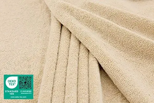 American Soft Linen 100% хлопок 600 GSM Турецкое 40x80 Большое банное полотенце, Сверхбольшое взрослое полотенце для ванной, Бежевое банное полотенце - 2