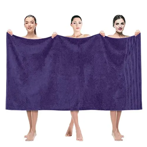 American Soft Linen 35x70 Jumbo Large Bath Towel, 600 GSM 100% Cotton Turkish Bath Sheet, Oversized Luxury Bath Towel for Bathroom Beach and Pool, Purple - AMERICAN SOFT LINEN