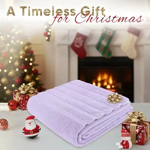 American Soft Linen 35x70 Jumbo Large Bath Towels, 600 GSM 100% Cotton Turkish Bath Sheet, Oversized Luxury Bath Towels for Bathroom Beach and Pool, Lilac - 1