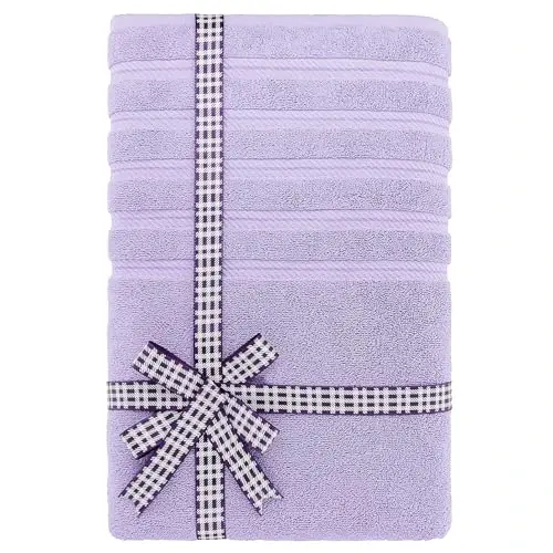 American Soft Linen 35x70 Jumbo Large Bath Towels, 600 GSM 100% Cotton Turkish Bath Sheet, Oversized Luxury Bath Towels for Bathroom Beach and Pool, Lilac - 3