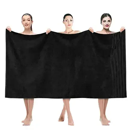 American Soft Linen 35x70 Jumbo Large Bath Towels, 600 GSM 100% Cotton Turkish Bath Sheet, Oversized Luxury Bath Towels for Bathroom Beach and Pool, Black - 2