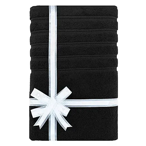 American Soft Linen 35x70 Jumbo Large Bath Towel, 600 GSM 100% Cotton Turkish Bath Sheet, Oversized Luxury Bath Towel for Bathroom Beach and Pool, Black - 3