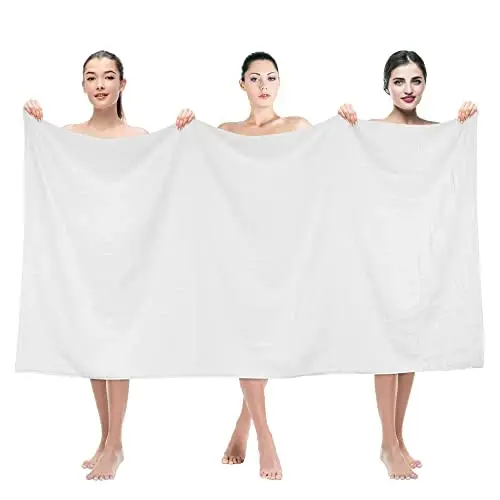 American Soft Linen 35x70 Jumbo katta hammom sochiqi, 600 GSM 100% Paxta Turk hammom sochiqi, Vanna, Plyaj va Basseyn uchun Katta Hashamatli Hammom Sochiqi, Oq 