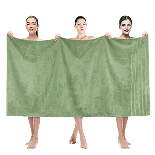 American Soft Linen 35x70 Jumbo katta hammom sochiqi, 600 GSM 100% paxta Turk hammom sochiqi, vanna xonasi plyaj va basseyn uchun o'ta katta hashamatli hammom sochiqi, mavrak yashili - 1