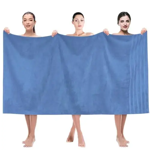 American Soft Linen 35x70 Jumbo Katta Hammom Sochiqi, 600 GSM 100% Paxtali Turk Hammom Sochiqi, Vanna, Plyaj va Basseyn uchun O'ta Katta Hashamatli Hammom Sochiqi, Elektr Moviy 