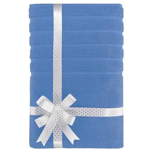 American Soft Linen 35x70 Jumbo Katta Hammom Sochiqi, 600 GSM 100% Paxtali Turk Hammom Sochiqi, Vanna, Plyaj va Basseyn uchun O'ta Katta Hashamatli Hammom Sochiqi, Elektr Moviy - 3