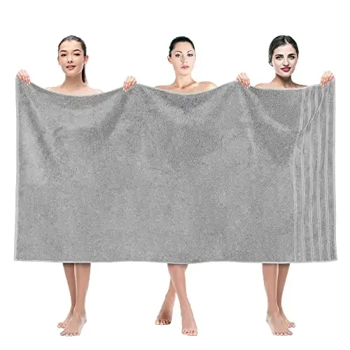 American Soft Linen 35x70 Jumbo Katta Vanna Sochiqi, 600 GSM 100% Paxta Turk Vanna Sochiqi, Vanna Xonasi, Plyaj va Basseyn uchun Katta Hajmli Hashamatli Vanna Sochiqi, Och Kulrang 