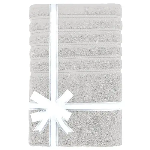 American Soft Linen 35x70 Jumbo katta vanna sochiqi, 600 GSM 100% paxta Turk vanna sochiqi, Vanna xonasi, plyaj va basseyn uchun o'ta yirik hashamatli vanna sochiqi, Kumushrang - 3