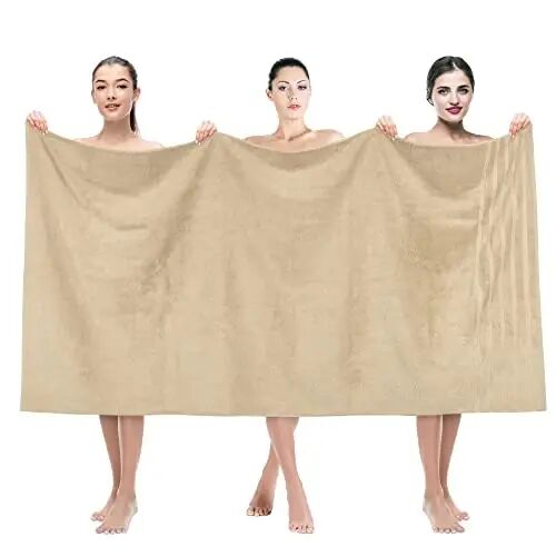 American Soft Linen 35x70 Jumbo Katta Vanna Sochiqi, 600 GSM 100% Paxta Turkcha Vanna Sochiqi, Vanna xonasi, plyaj va hovuz uchun o‘lchami kattalashtirilgan dabdabali vanna sochiqi, bej - AMERICAN SOFT LINEN