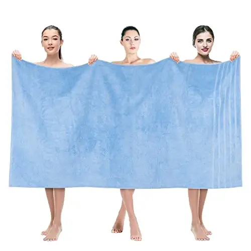 American Soft Linen 35x70 Jumbo Katta Vannaxona Sochig'i, 600 GSM 100% Paxtali Turk Vannaxona Sochig'i, Vanna, Plyaj va Hovuz uchun Katta Hajmli Hashamatli Sochiq, Osmon Rangi - 1