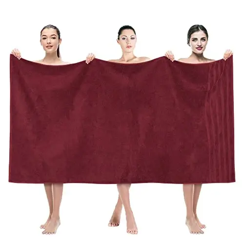 American Soft Linen 35x70 Jumbo Large Bath Towel, 600 GSM 100% Cotton Turkish Bath Sheet, Oversized Luxury Bath Towel for Bathroom Beach and Pool, Bordeaux 