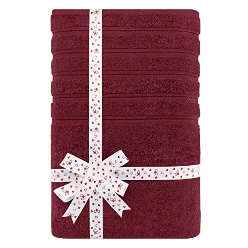 American Soft Linen 35x70 Jumbo Large Bath Towel, 600 GSM 100% Cotton Turkish Bath Sheet, Oversized Luxury Bath Towel for Bathroom Beach and Pool, Bordeaux - 3