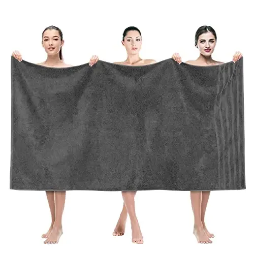 American Soft Linen 35x70 Jumbo Large Bath Towel, 600 GSM 100% Cotton Turkish Bath Sheet, Oversized Luxury Bath Towel for Bathroom Beach and Pool, Dark Gray - 1