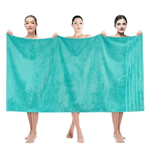 American Soft Linen 35x70 Jumbo Large Bath Towel, 600 GSM 100% Cotton Turkish Bath Sheet, Oversized Luxury Bath Towel for Bathroom Beach and Pool, Turquoise 