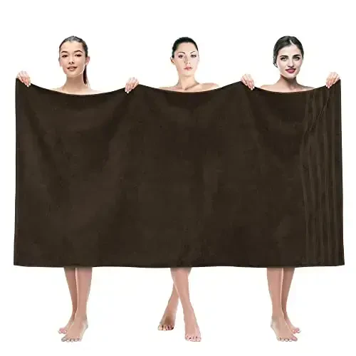 American Soft Linen 35x70 Jumbo Large Bath Towels, 600 GSM 100% Cotton Turkish Bath Sheet, Oversized Luxury Bath Towels for Bathroom Beach and Pool, Brown - 11