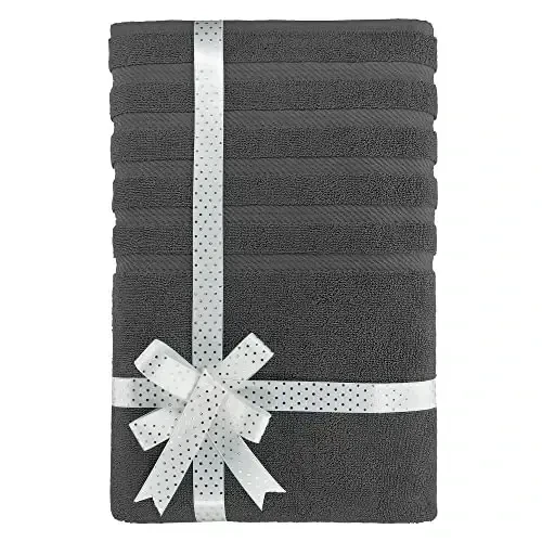 American Soft Linen 35x70 Jumbo Large Bath Towels, 600 GSM 100% Cotton Turkish Bath Sheet, Oversized Luxury Bath Towels for Bathroom Beach and Pool, Dark Gray - 4