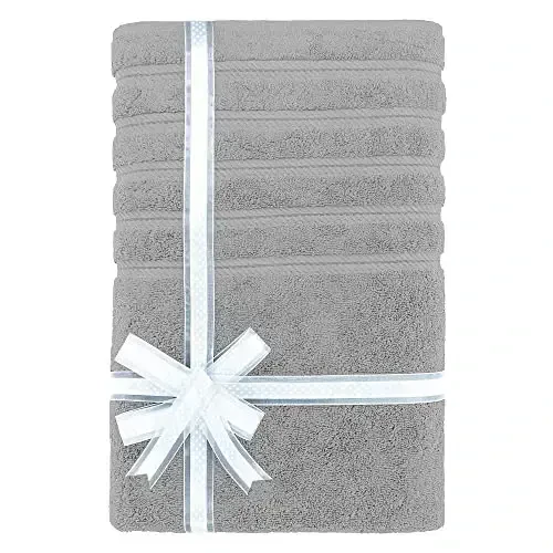 American Soft Linen 35x70 Jumbo Large Bath Towels, 600 GSM 100% Cotton Turkish Bath Sheet, Oversized Luxury Bath Towels for Bathroom Beach and Pool, Light Grey - 4