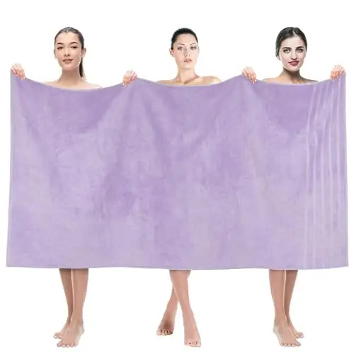 American Soft Linen 35x70 Jumbo Large Bath Towels, 600 GSM 100% Cotton Turkish Bath Sheet, Oversized Luxury Bath Towels for Bathroom Beach and Pool, Lilac 