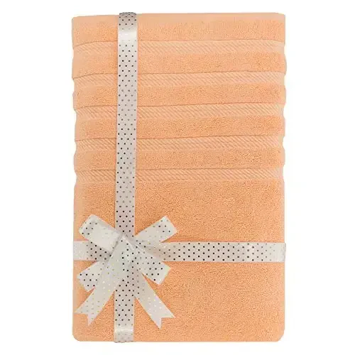 American Soft Linen 35x70 Jumbo Large Bath Towels, 600 GSM 100% Cotton Turkish Bath Sheet, Oversized Luxury Bath Towels for Bathroom Beach and Pool, Malibu Peach - 4
