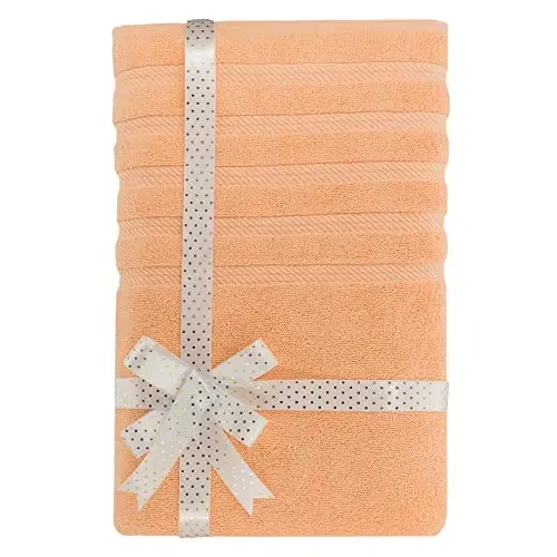 American Soft Linen 35x70 Jumbo Large Bath Towels, 600 GSM 100% Cotton Turkish Bath Sheet, Oversized Luxury Bath Towels for Bathroom Beach and Pool, Malibu Peach - 3