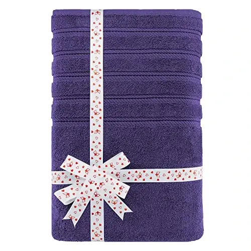 American Soft Linen 35x70 Jumbo Large Bath Towels, 600 GSM 100% Cotton Turkish Bath Sheet, Oversized Luxury Bath Towels for Bathroom Beach and Pool, Purple - 3