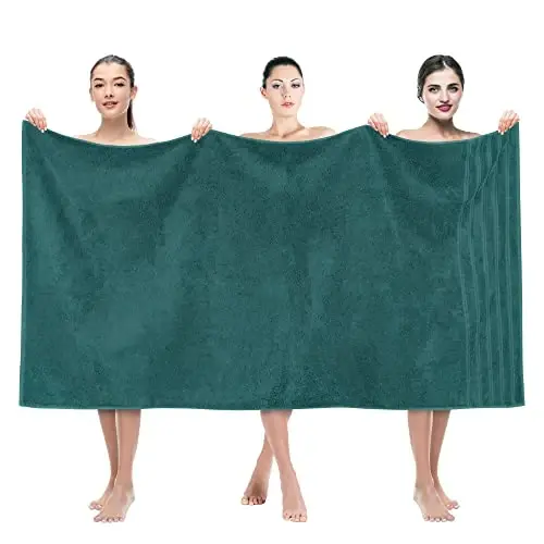 American Soft Linen 35x70 Jumbo Large Bath Towels, 600 GSM 100% Cotton Turkish Bath Sheet, Oversized Luxury Bath Towels for Bathroom Beach and Pool, Teal 