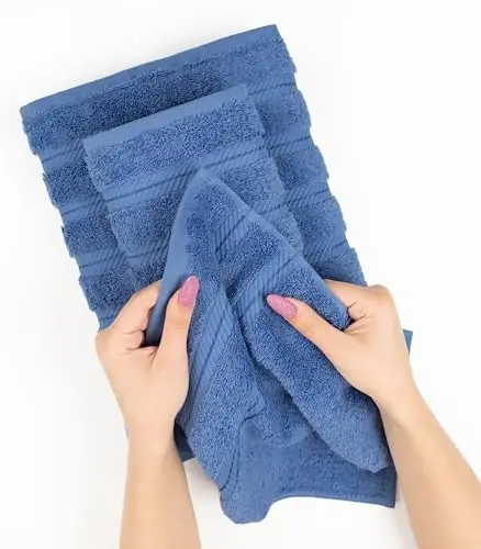 American Soft Linen Hashamatli 4 qismli hammom sochiqlar to'plami, 600 GSM 100% paxta Turk hammom sochiqlari, 27x54 dyuym o'ta katta hammom dush sochiqlari, Elektr Ko'k - 5