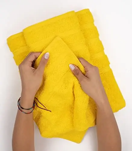 American Soft Linen Hashamatli 4 qismli hammom sochiqlar to'plami, 600 GSM 100% paxta turk hammom sochiqlari, 27x54 dyuym qo'shimcha katta dush sochiqlari, Sariq - 5