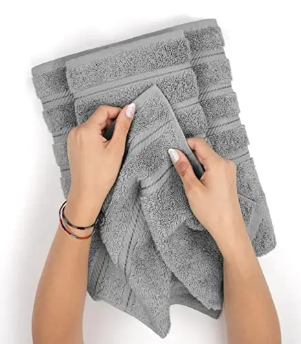 American Soft Linen Hashamatli 4 qismli hammom sochiqlar to'plami, 600 GSM 100% paxta turk hammom sochiqlari, 27x54 dyuymli katta dush sochiqlari, Ochiq kulrang - 5