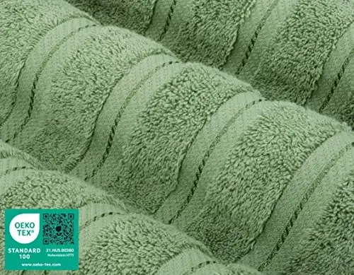 American Soft Linen Hashamatli 4 qismli vanna sochiqlari to'plami, 600 GSM 100% paxtadan tayyorlangan turk vanna sochiqlari, 27x54 dyuymli katta dush sochiqlari, mavra yashil - 3