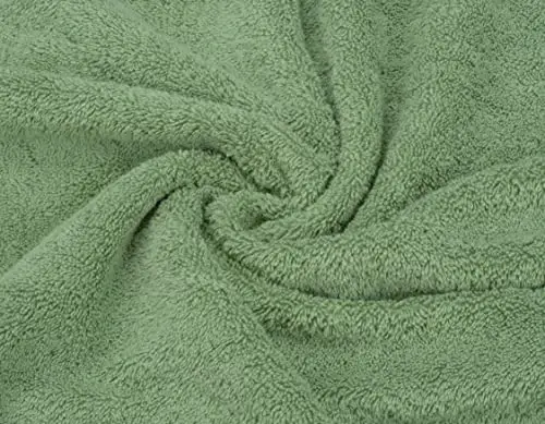 American Soft Linen Hashamatli 6 Bo'lakli Sochiq To'plami, 2 ta Vanna Sochiqi, 2 ta Qo'l Sochiqi, 2 ta Yuvish Sochiqi, 600 GSM 100% Paxta Vannaxona uchun Turk Sochiqlari, Mavrak Yashil Sochiq To'plami - 2
