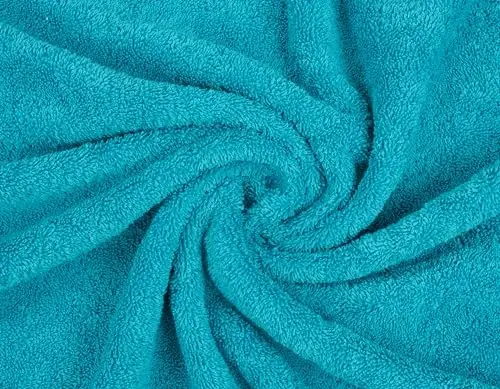 American Soft Linen Hashamatli 6 qismli sochiq to'plami, 2 ta vanna sochigi 2 ta qo'l sochigi 2 ta yuvish sochigi, vannaxona uchun 600 GSM 100% paxta turk sochiqlari, akva ko'k sochiq to'plamlari - 4