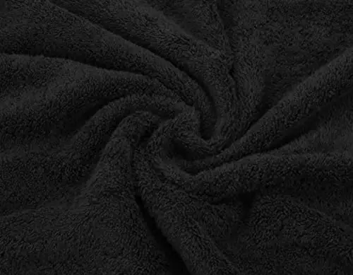 American Soft Linen Hashamatli 6 qismli sochiq to'plami, 2 ta vanna sochig'i, 2 ta qo'l sochig'i, 2 ta yuz sochig'i, 600 GSM 100% paxtadan hammom uchun turk sochiqlari, Qora sochiq to'plamlari 