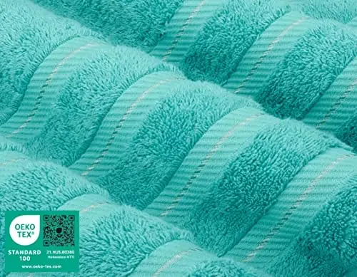 American Soft Linen Hashamatli 6 qismli sochiq to'plami, 2 ta vanna sochiqi, 2 ta qo'l sochiqi, 2 ta yuz sochiqi, 600 GSM 100% Paxta Turk Sochiqlari, Firuza Ko'k Sochiq To'plamlari - 4