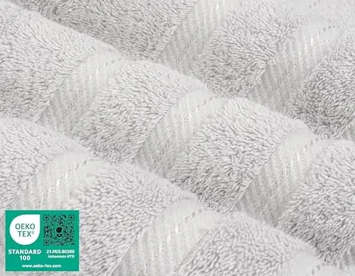 American Soft Linen Hashamatli 6 qismli sochiq to'plami, 2 ta vanna sochiqi, 2 ta qo'l sochiqi, 2 ta yuz sochiqi, 600 GSM 100% paxta Turk sochiqlari, Kumush rang - 4