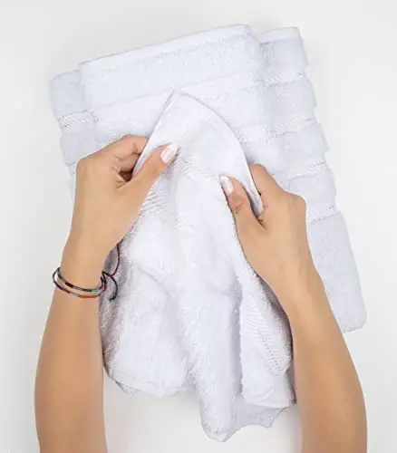 American Soft Linen Hashhamdor 4 qismli Vannaxona Sochiqlar To'plami, 600 GSM 100% Paxtali Turk Vannaxona Sochiqlari, 27x54 dyuym Juda Katta Dush Sochiqlari, Oq - 5