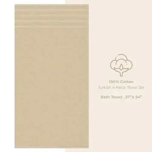 American Soft Linen Luxury 4 Piece Bath Towel Set, 600 GSM 100% Cotton Turkish Bath Towels for Bathroom, 27x54 in Extra Large Bathroom Shower Towels, Beige - 5