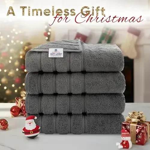 American Soft Linen Luxury 4 Piece Bath Towel Set, 600 GSM 100% Cotton Turkish Bath Towels for Bathroom, 27x54 in Large Bathroom Shower Towels, Dark Gray - 2