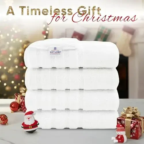 American Soft Linen Luxury 4 Piece Hammom uchun sochiqlar to'plami, 600 GSM 100% paxta Turkiy hammom sochiqlari, hammom uchun, 27x54 dyuymli katta dush sochiqlari, oq - 2