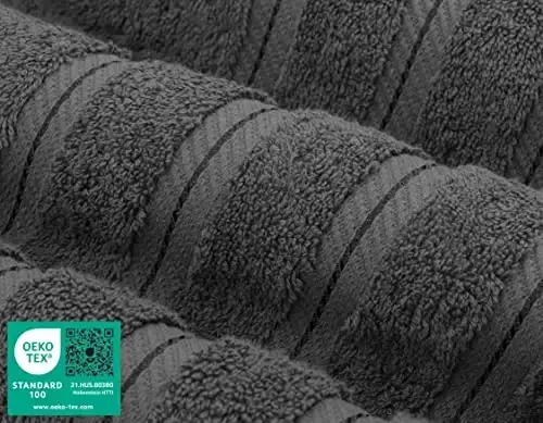 American Soft Linen Luxury 6 Piece Sochiqlar To'plami, 2 ta hammom sochiqlari, 2 ta qo'l sochiqlari, 2 ta yuvinish matosi, 600 GSM 100% paxta Turkiya sochiqlari hammom uchun, quyuq kulrang sochiqlar to'plamlari - 4