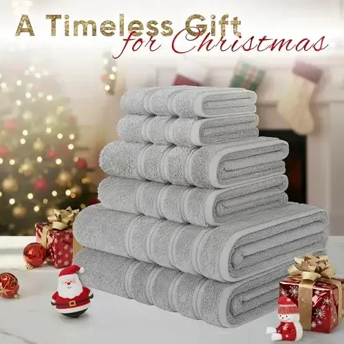 American Soft Linen Luxury 6 Piece Towel Set, 2 Bath Towels 2 Hand Towel 2 Washcloths, 600 GSM 100% Cotton Turkish Towels for Bathroom, Light Grey Towel Sets - AMERICAN SOFT LINEN (1)