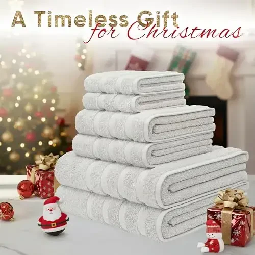 American Soft Linen Luxury 6 Piece Towel Set, 2 Bath Towels 2 Hand Towel 2 Washcloths, 600 GSM 100% Cotton Turkish Towels for Bathroom, Silver Grey Towel Sets - AMERICAN SOFT LINEN (1)